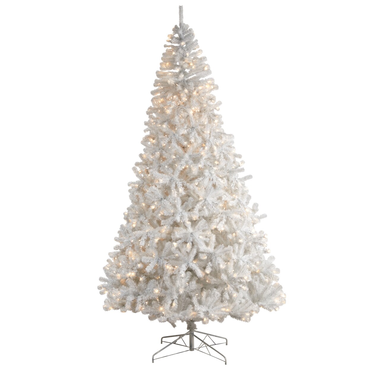 Nearly Natural 10' Pre-Lit White Artificial Christmas Tree, LED Lights